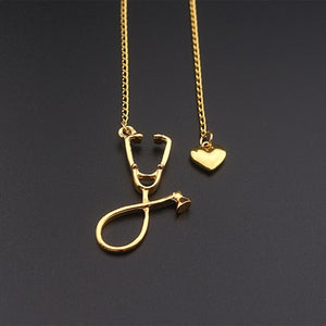 MEDICAL STETHOSCOPE HEART LARIAT NECKLACE