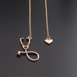 MEDICAL STETHOSCOPE HEART LARIAT NECKLACE