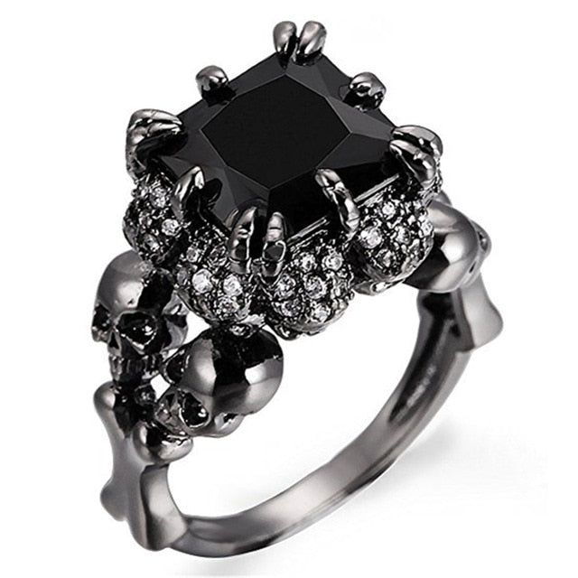 BLACK RHODIUM PLATED DEMON PRINCESS WEDDING RING