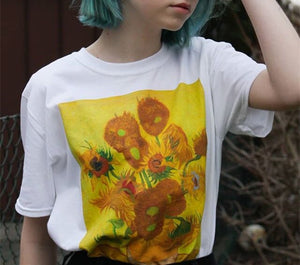 Summer Fashion Top Tee Van Gogh Sunflower Van Gogh 3D Printed T-Shirt