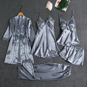 Mulberry  Silk 5 Piece Pajama Set