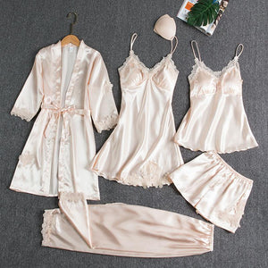 Mulberry  Silk 5 Piece Pajama Set